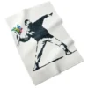 Banksy Graffiti - Knitted Tea Towel - Flower Bomber - Size EU 40 x 60 cm