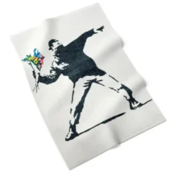 Banksy Graffiti - Knitted Tea Towel - Flower Bomber - Size EU 40 x 60 cm