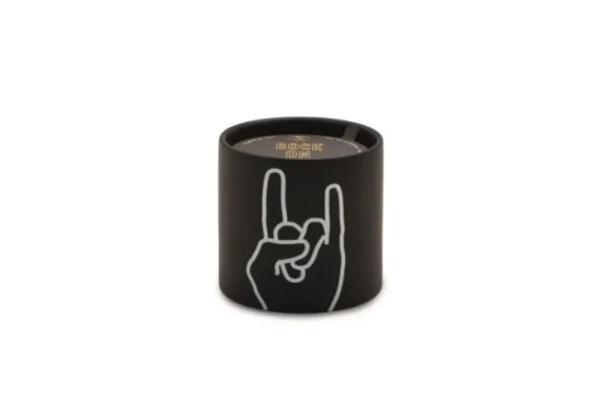 Impressions Ceramic Candle 5.75 oz./163g - Black - Rock On - Leather & Oakmoss