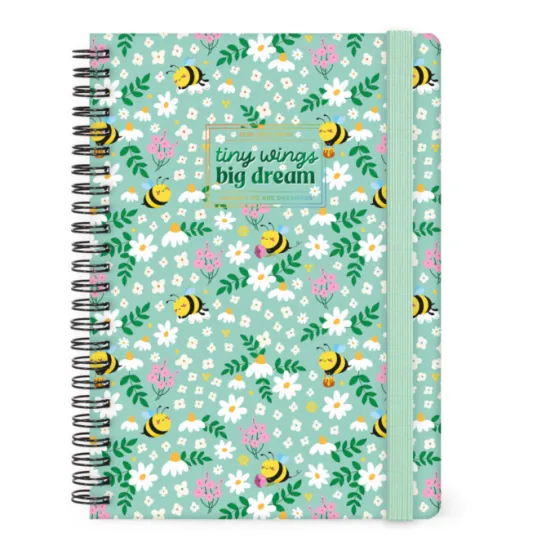16-Month Diary 2027 - Bee - Green - Large - Weekly Spiral Bound