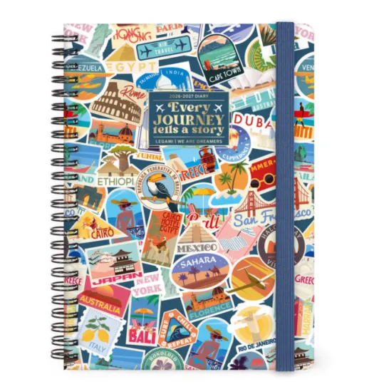 16-Month Diary 2027 - Travel - Stickers - Large - Weekly Spiral Bound