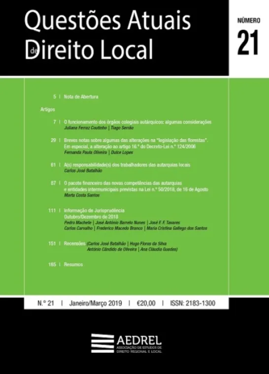 Questões Atuais de Direito Local N.º 21 (Janeiro - Março 2019)